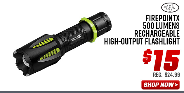 PT Power FirepointX 500 Lumens Rechargeable High-Output Flashlight