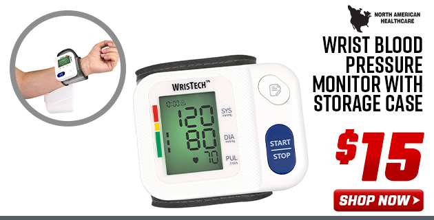 North American Wellness  Wrist Blood Pressure Monitor with Storage Case