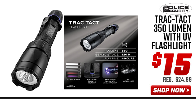 Police Security Trac-Tact 350 Lumen with UV Flashlight