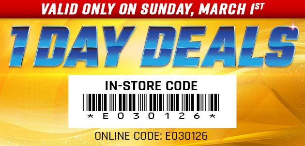 One Day Deals - Sunday, March 1, 2026