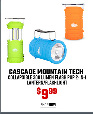 Cascade Mountain Tech Collapsible 300 Lumen Flash Pop 2-in-1 Lantern/Flashlight