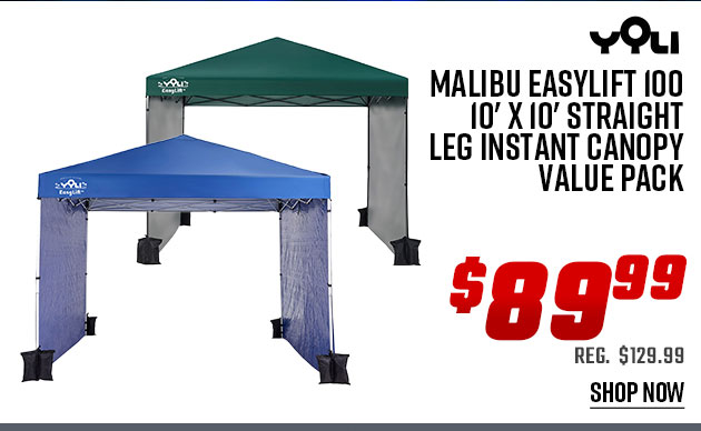 Yoli Malibu EasyLift 100 10' x 10' Straight Leg Instant Canopy Value Pack