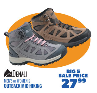 Denali Men's or Women's Outback Mid Hiking Boot