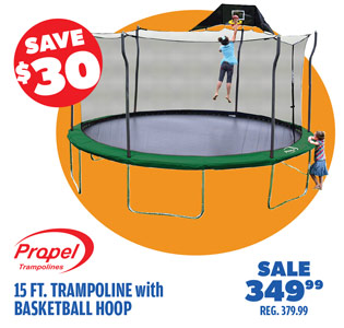 Propel 15' Trampoline W/Basket Hoop And Mister