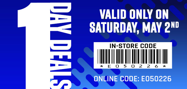 One Day Deals - Saturday, May 2, 2026