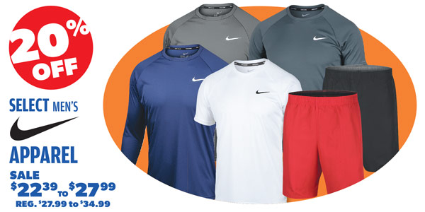 20% OFF SELECT MENS NIKE APPAREL