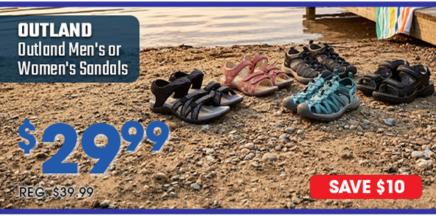 Outland Men's or Women's Sandals $29.99