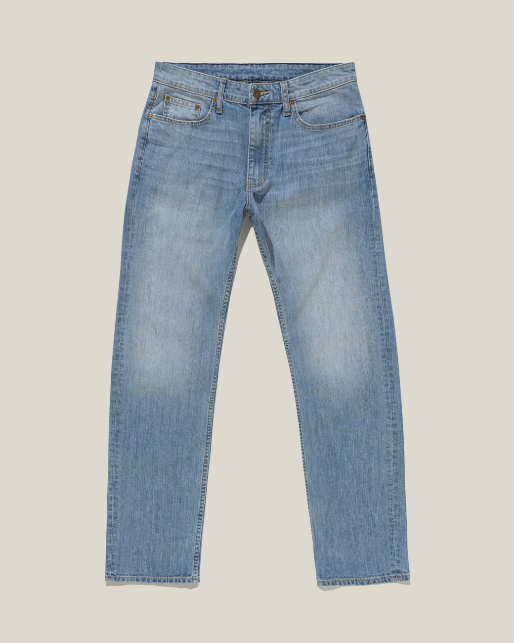 A product shot of Bills Khakis Vintage Bleach Wash Denim Pants