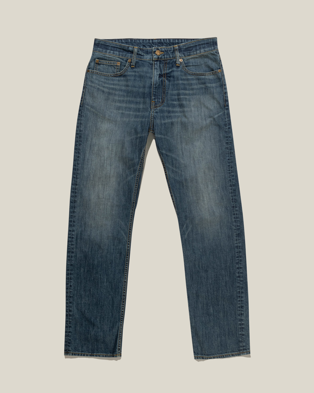 A product shot of Bills Khakis Vintage Medium Wash Denim Pants