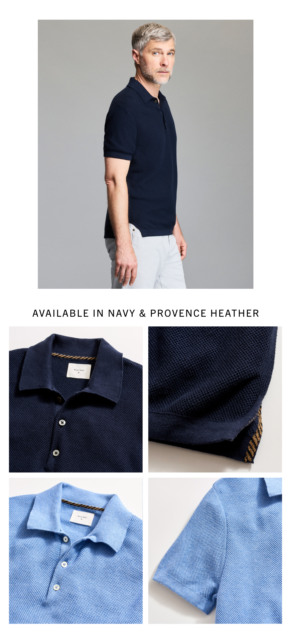 Available in Navy & Provence Heather