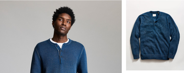 Garment Dyed Henley Sweater