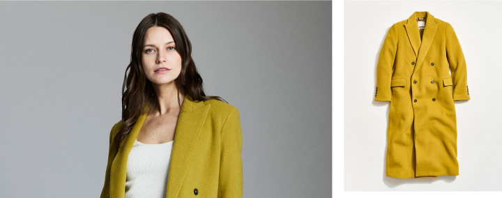 Wool Double Breasted Lapel Coat