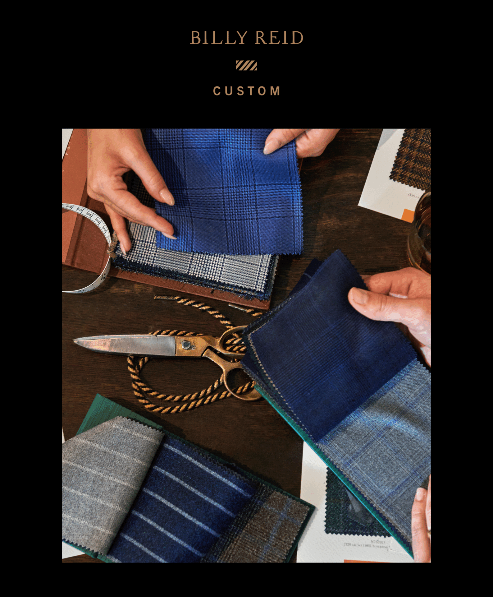 Model shows the custom suit