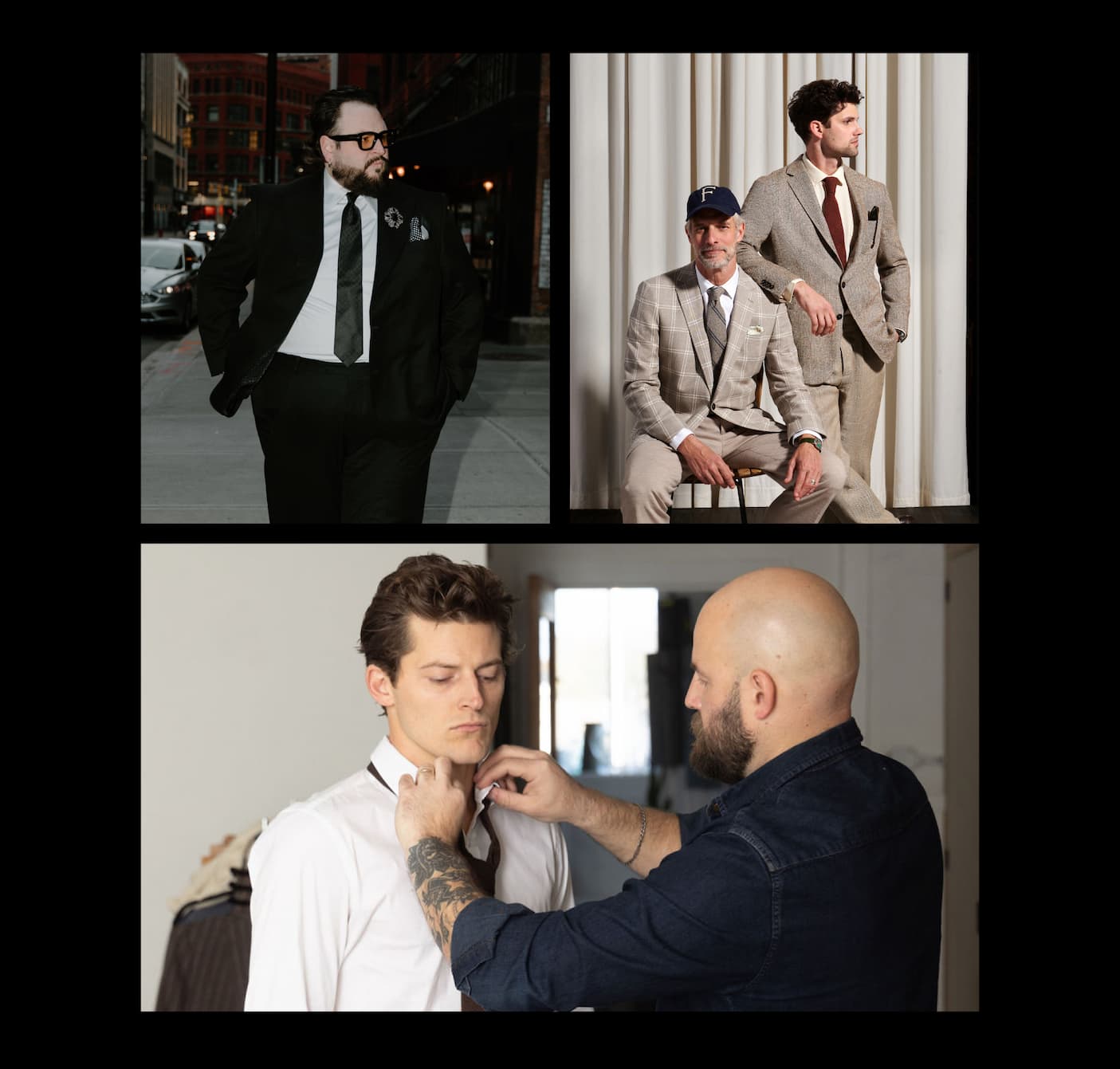 Grid of our custom suits.