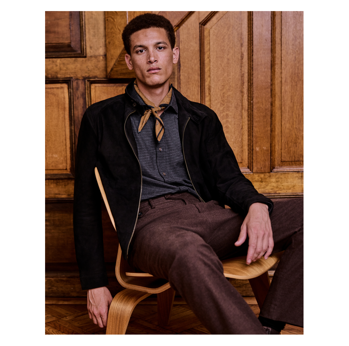 Model wears Billy Reid new arrivals.