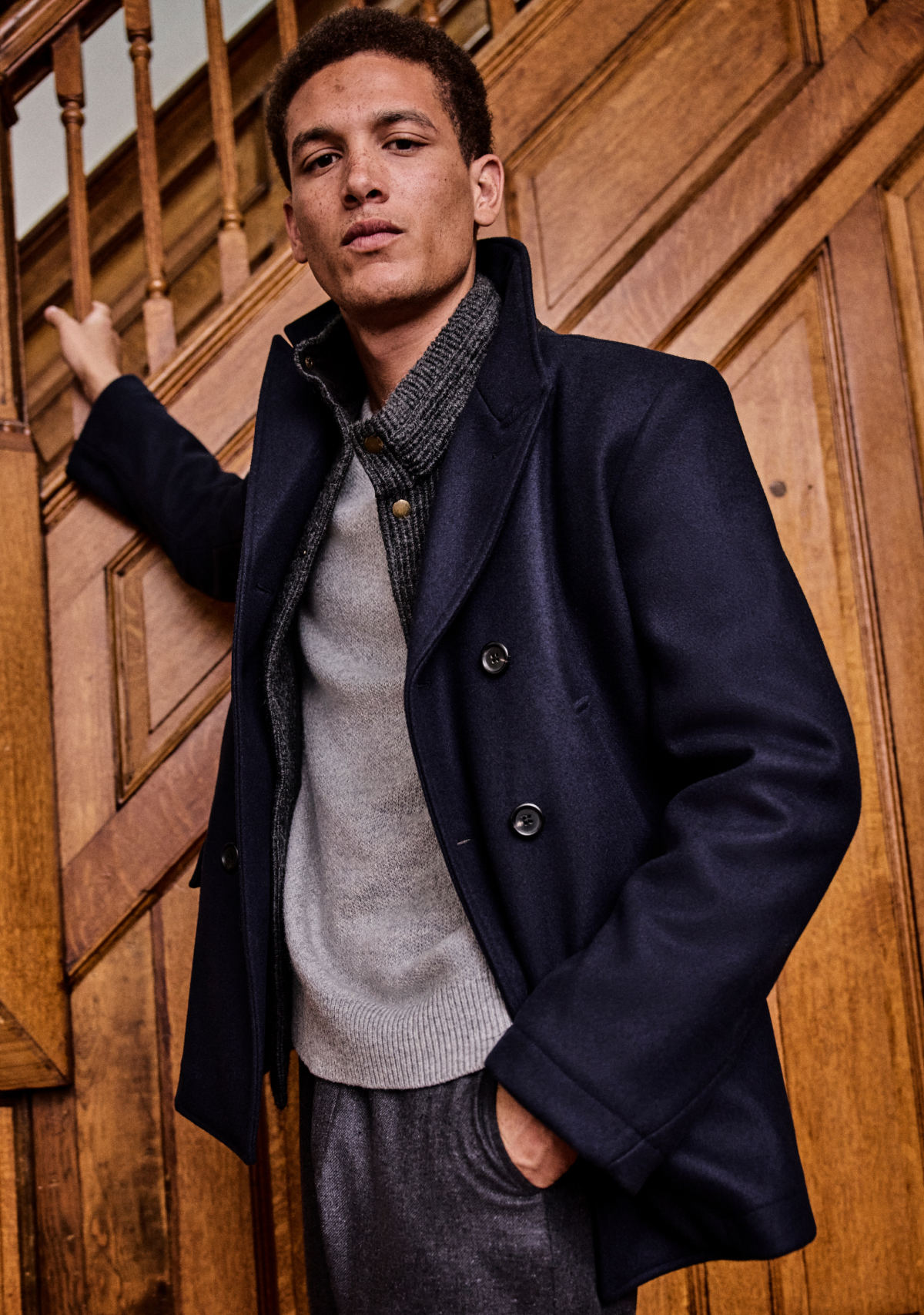 Model wears the Bond Peacoat.