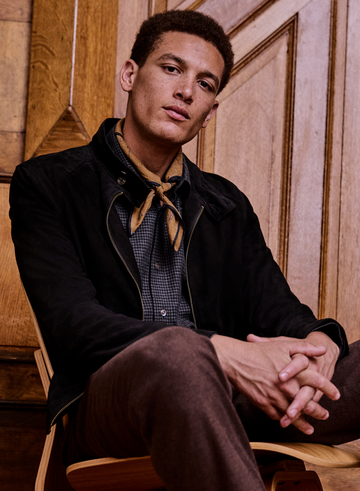 Model wears Suede Barracuda Jacket.