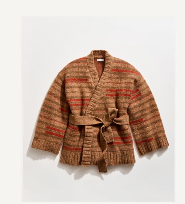 Broken Stripe Wrap Sweater