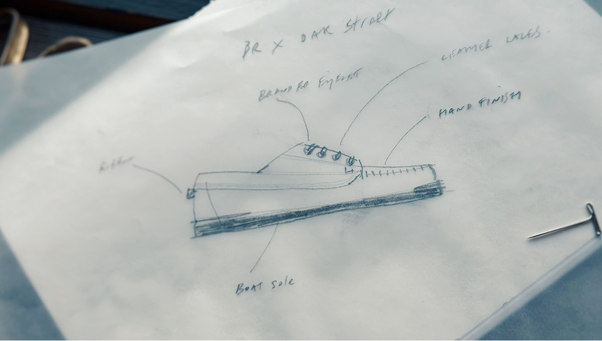 A sketch of the deck shoe in its design phase.