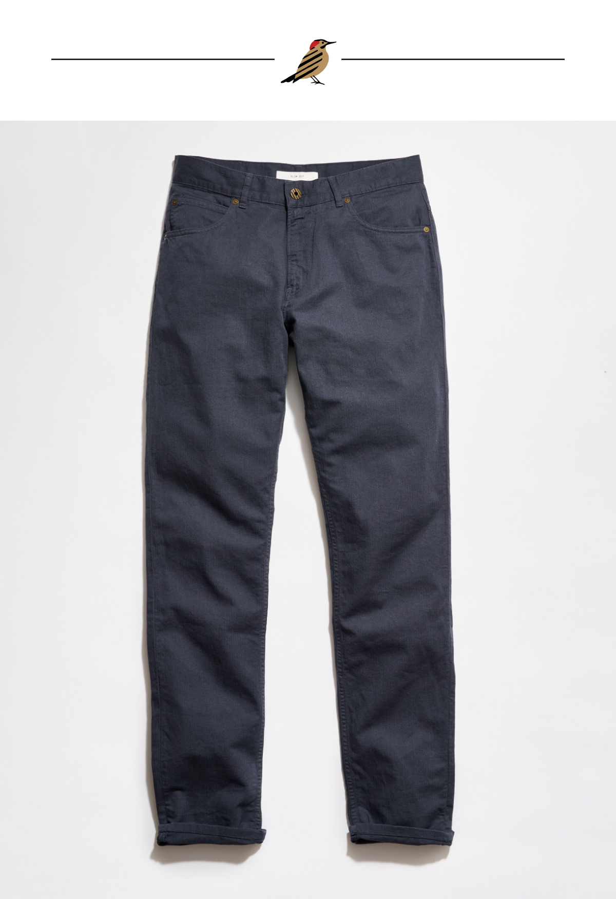 Cotton Linen 5 Pocket Pant in Carbon Blue