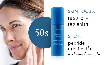 SKIN FOCUS: rebuild + replenish. SHOP: peptide architect