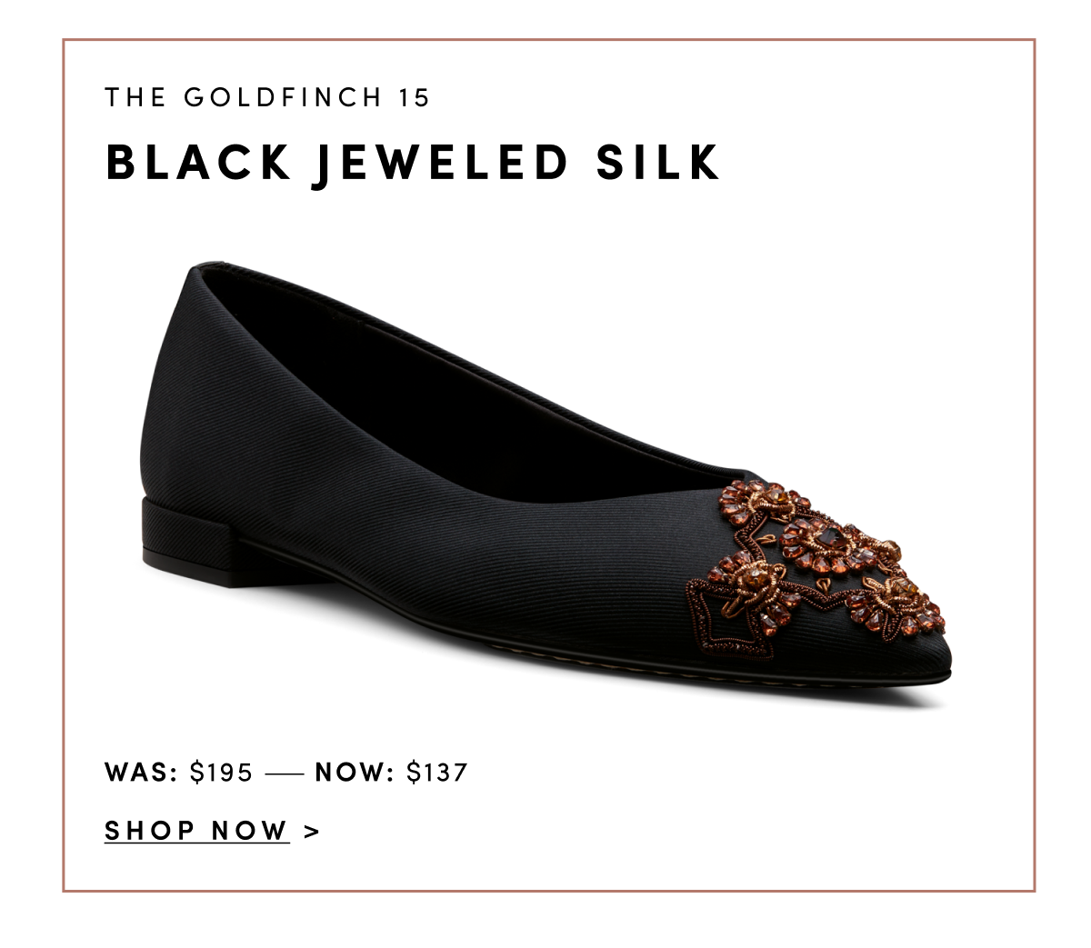 Goldfinch 15 Black Jeweled Silk
