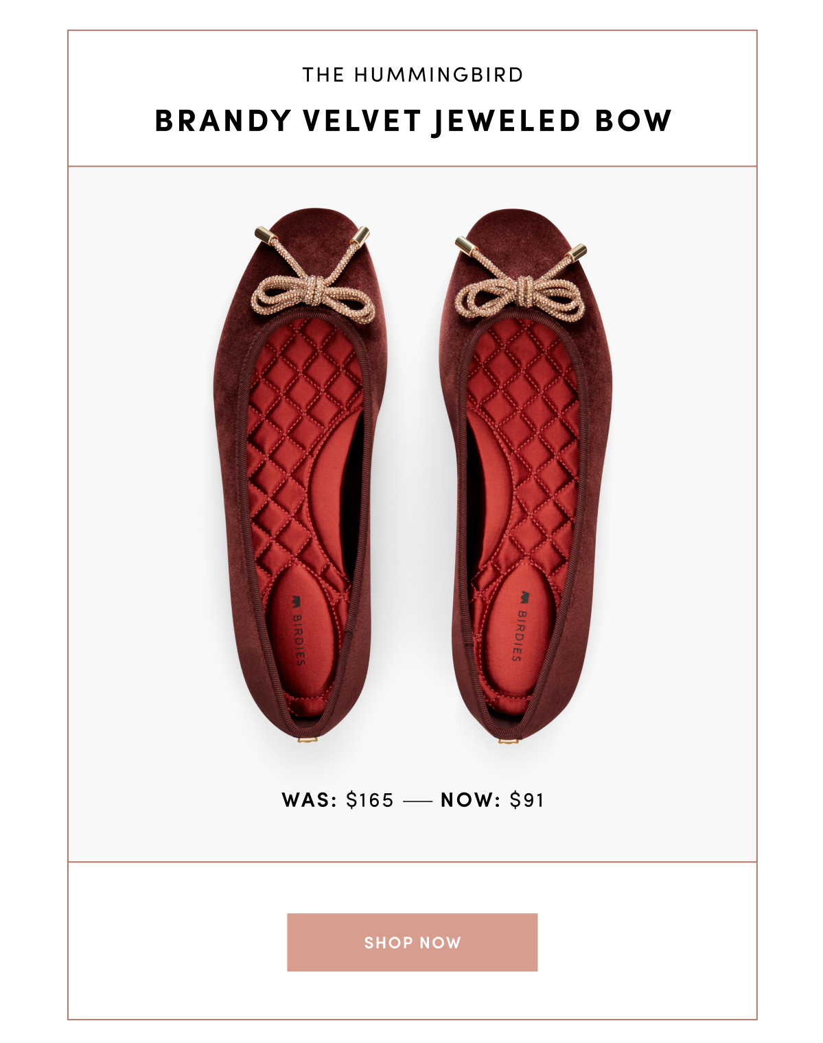 The Hummingbird Brandy Velvet Jeweled Bow - was $165 now $91