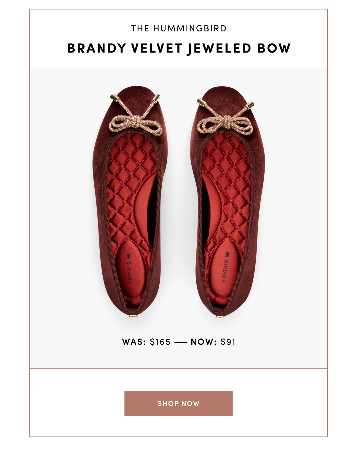 Hummingbird Brandy Velvet Jeweled Bow - was $165 now $91
