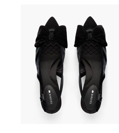 Goldfinch Kitten Heel Black Velvet Mesh