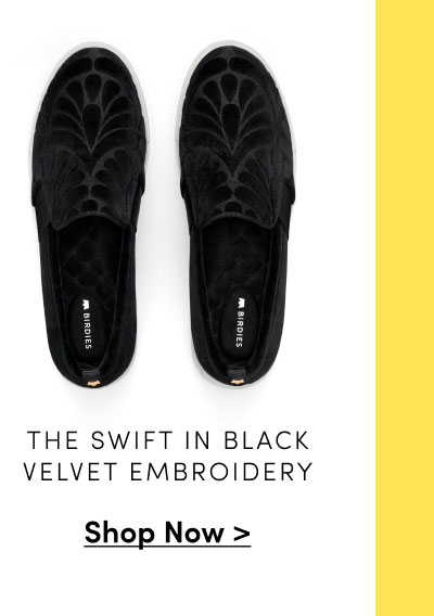 The Swift in Black Velvet Embroidery