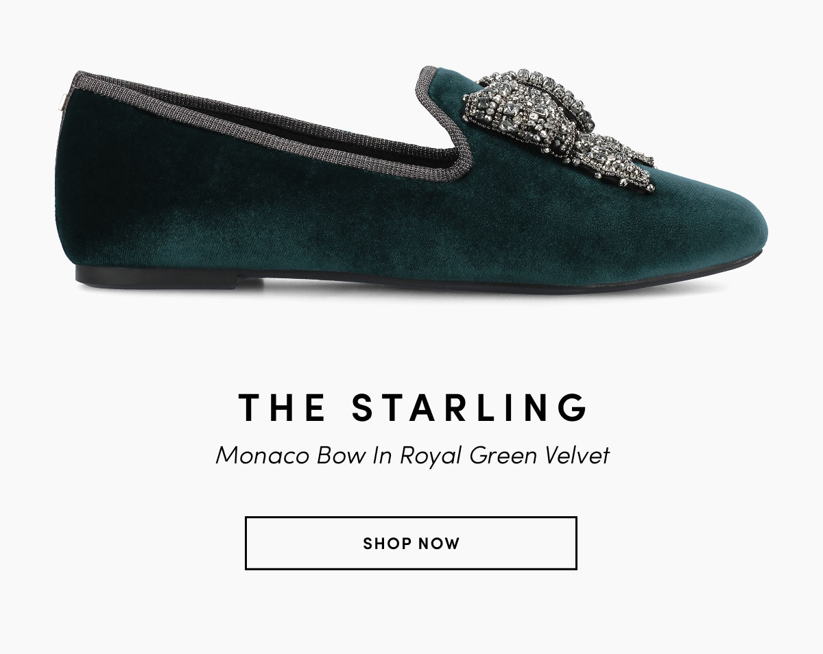 The Starling Monaco Bow In Royal Green Velvet