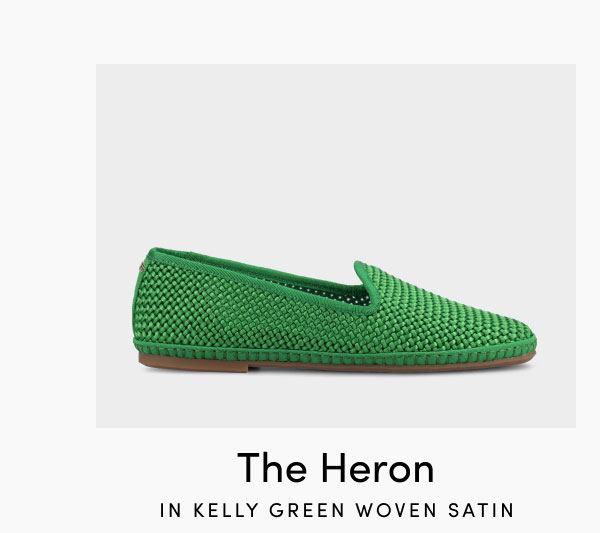 The Heron In Kelly Green Woven Satin