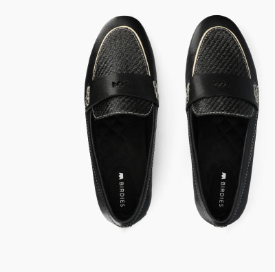 The Vesper Driver In Black Leather Raffia