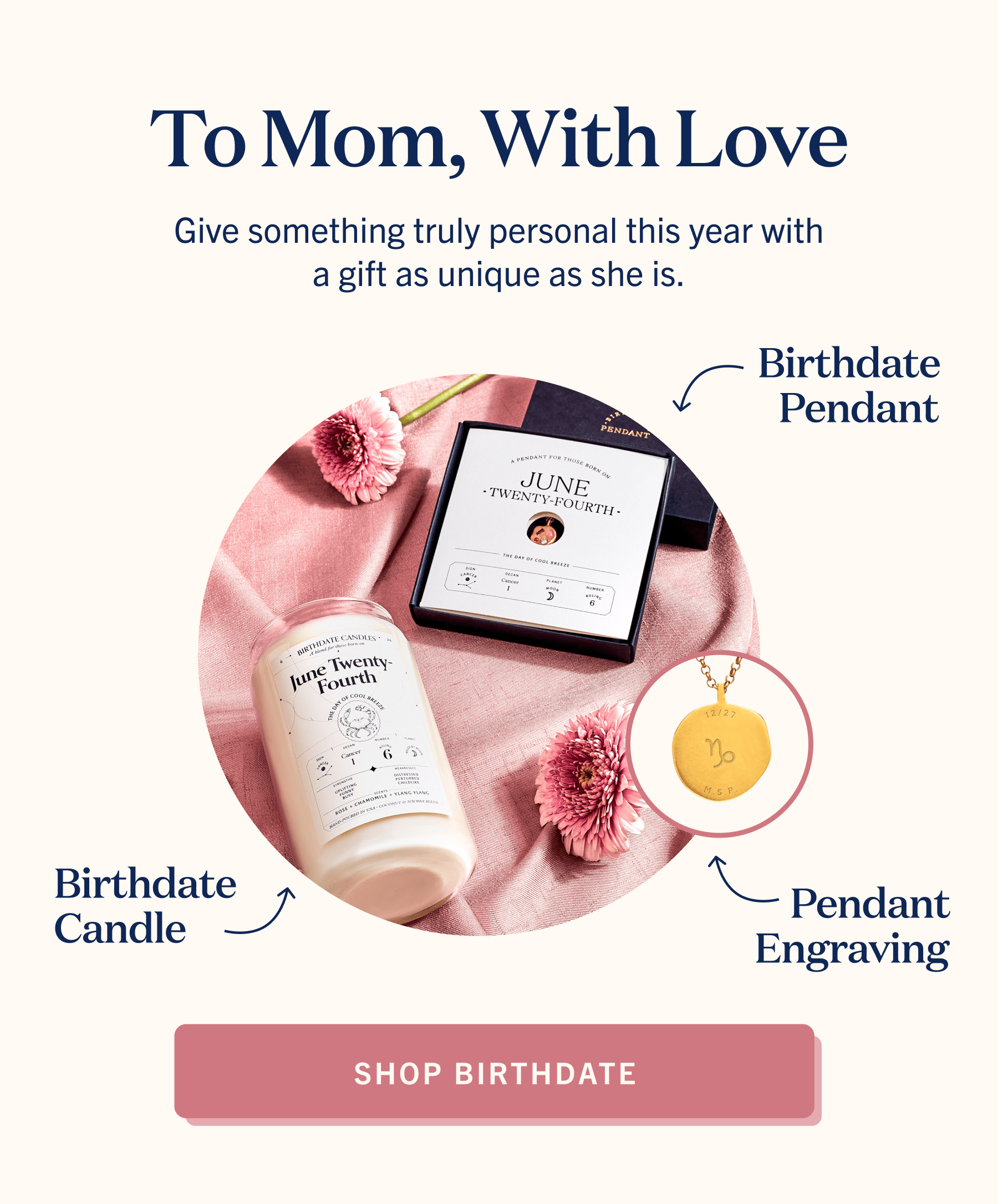 To Mom, with love. Shop Birthdate Pendant