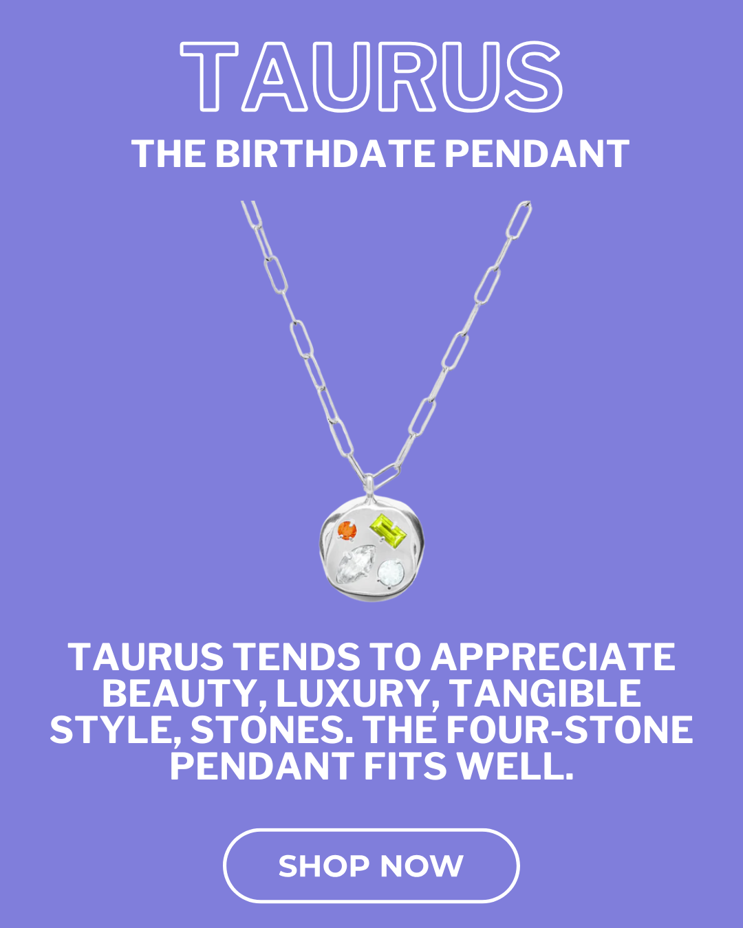 Taurus- Birthdate Pendant Sterling Silver
