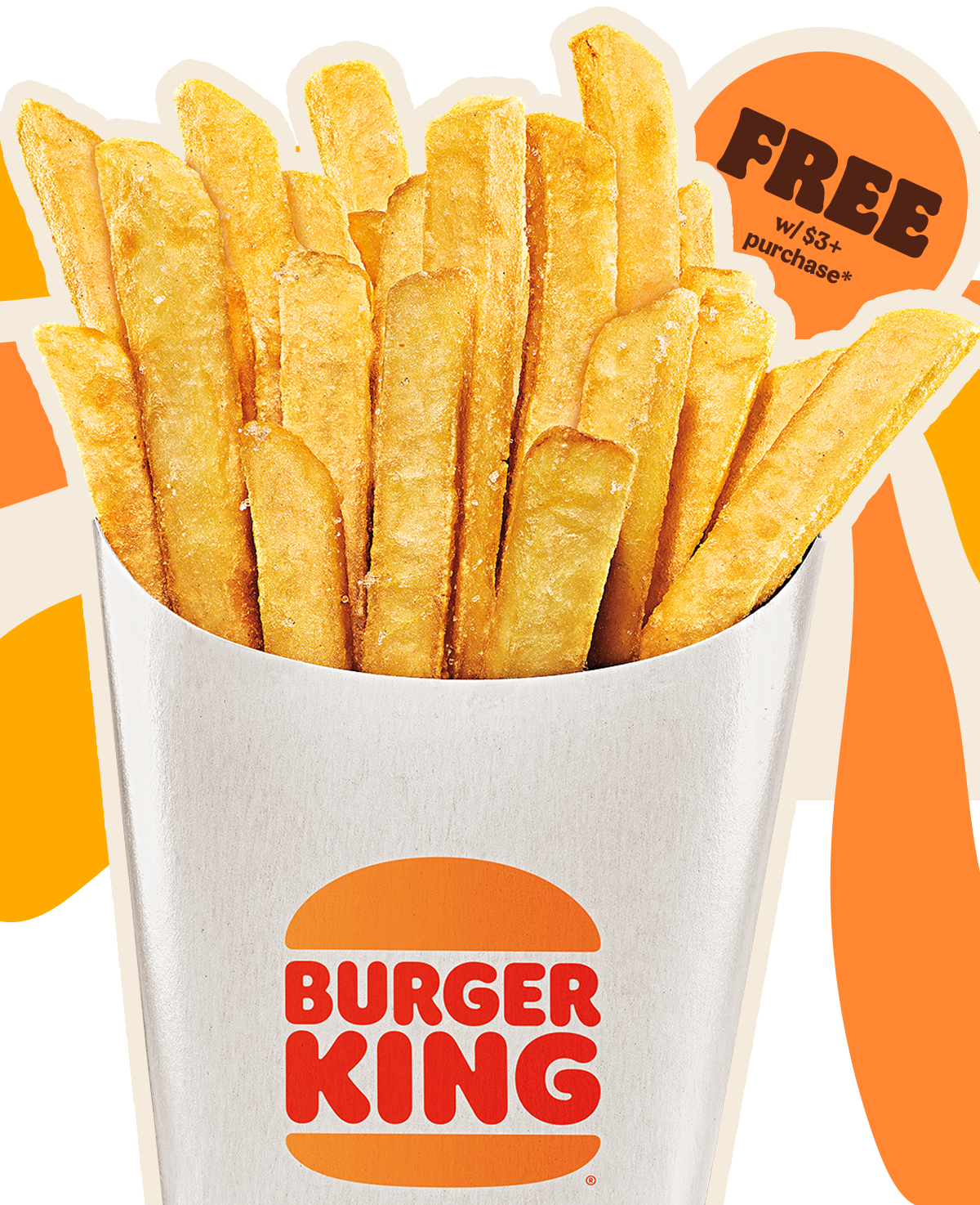 FREE any size Fries with $3+ purchase