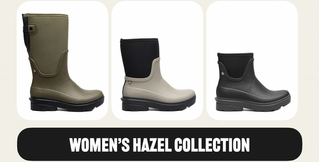Hazel Adjustable in green, Hazel mid zip in tan, Hazel chelsea in black & Hazel Shop our women's hazel collection