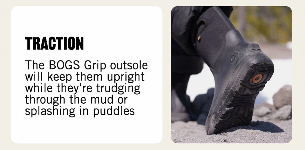 Traction.  A closeup shot of our york seamless boot in black