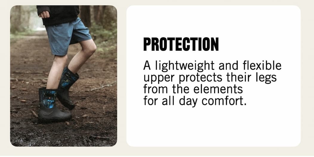 Protection.  The image shown is a knee down shot of a boy wearing our new york seamless boots.