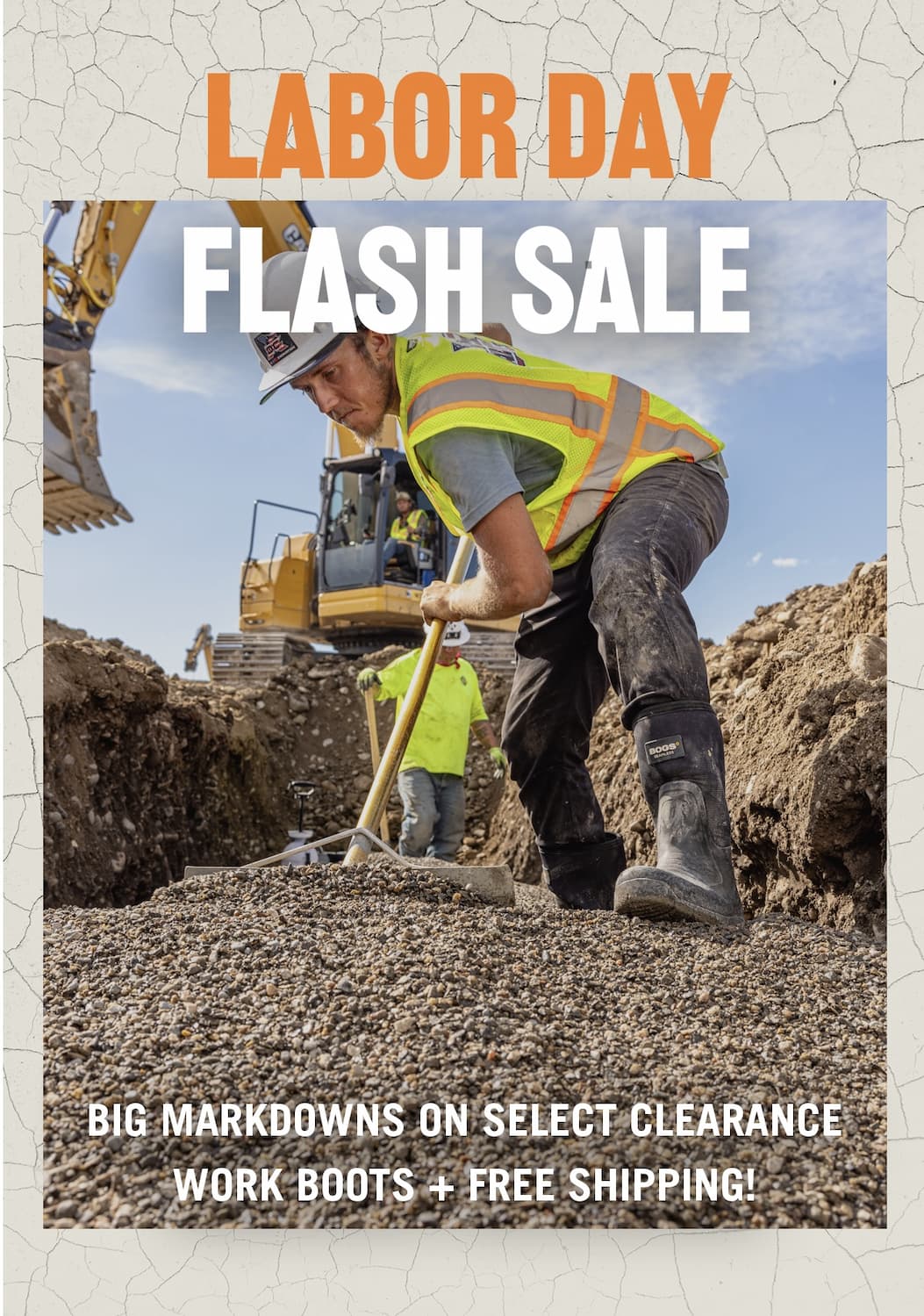 Labor Day Flash Sale, 4 Days only. The image shown is a man out in the field, herding his sheep.