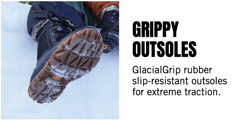 Grippy outsole. GrlacialGrip rubber slip-resistant outsoles for extreme traction. Our Women's arcata winter, snow boots in black. Shop the collection. 