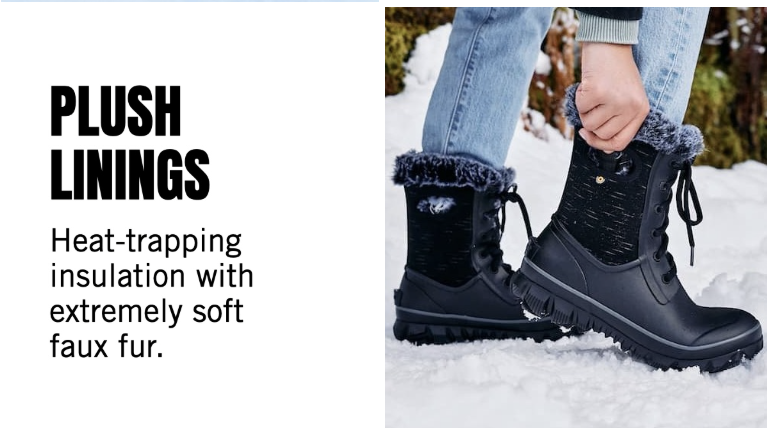 Plush linings. Heat trapping insulation with extremely soft faux fur. Our Women's arcata winter, snow boots in black. Shop the collection. Shop the women's arcata winter snow boots in black.