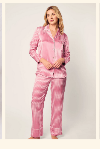 Women's Silk Pajama Set in Love Lines