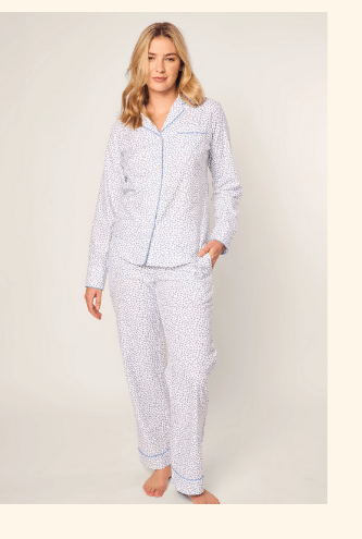 Women's Twill Pajama Set in Bluehearts