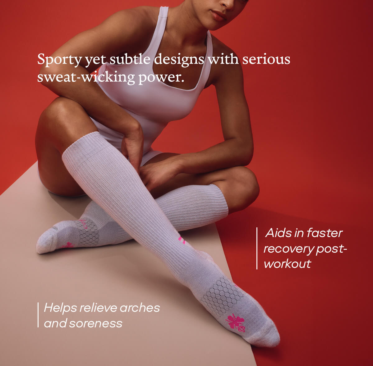 Sporty yet subtle designs with serious sweat-wicking power. | Aids in faster recovery post-workout | Helps relieve arches and soreness