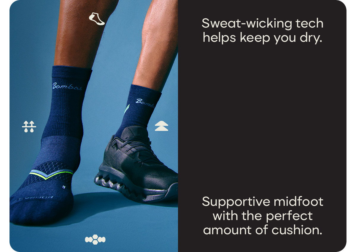 Sweat-wicking tech helps keep you dry. Supportive midfoot with the perfect amount of cushion.