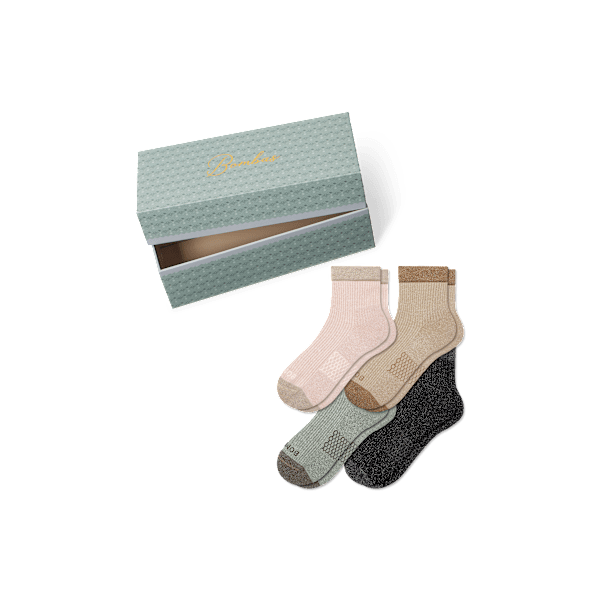 Women’s Sparkle Modern Rib Quarter Sock 4-Pack Gift Box