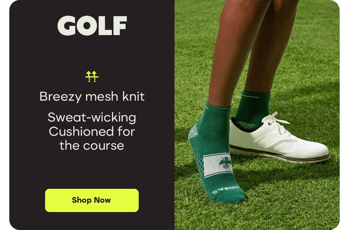 GOLF. Breezy mesh knit. Sweat-wicking. Cushioned for the course. Shop Now