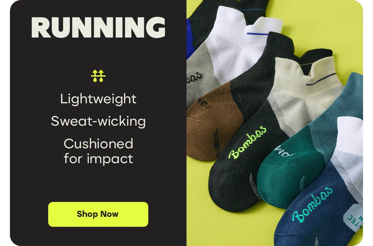 RUNNING. Lightweight. Sweat-wicking. Cushioned for impact. Shop Now