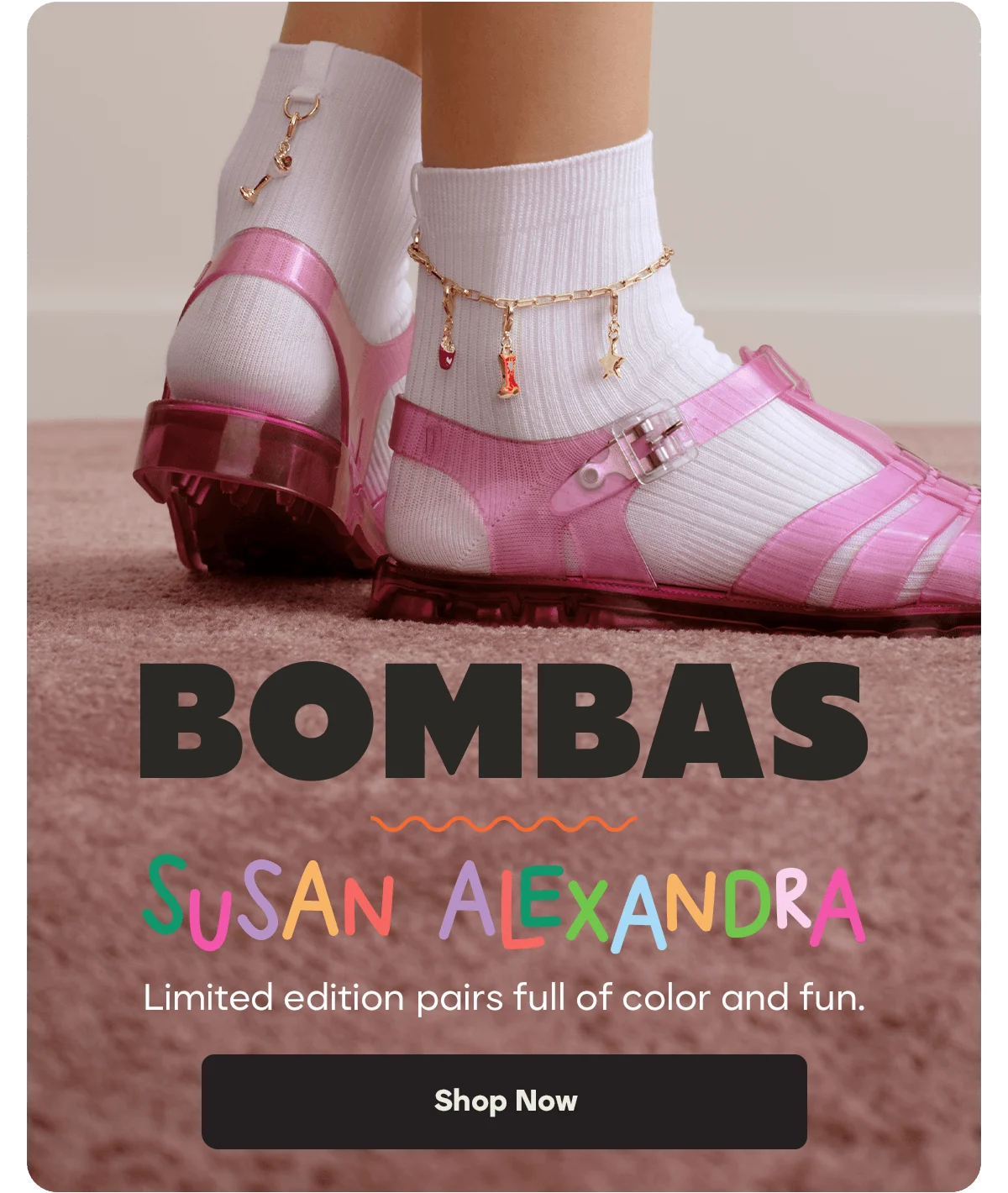 BOMBAS x Susan Alexandra. Limited edition pairs full of color and fun. Shop Now